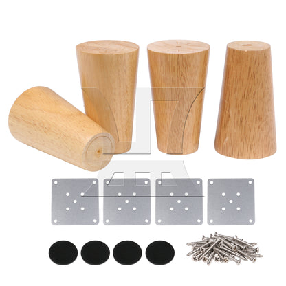 BQLZR Wooden Furniture Legs w/ Plates Screws for Sofa Table 100x60mm