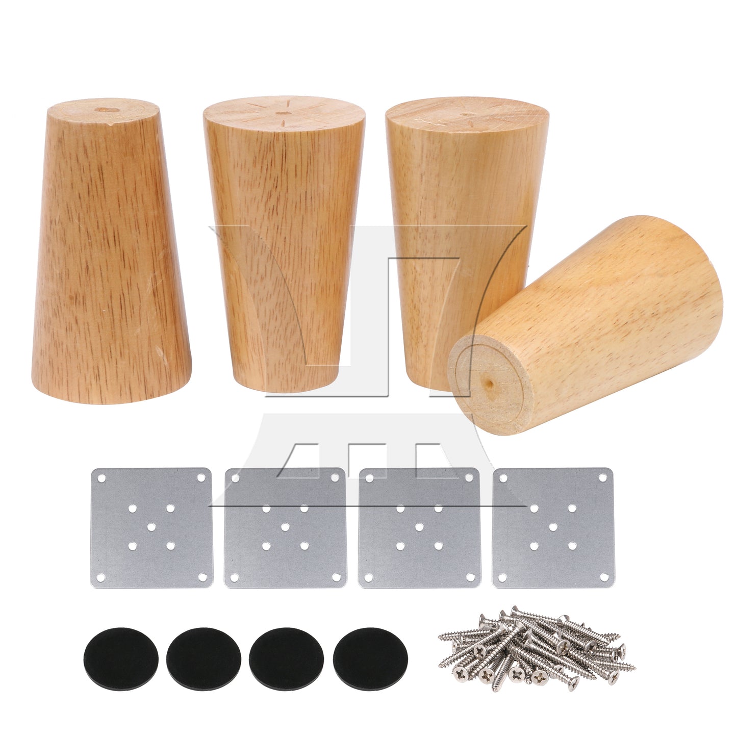 BQLZR Wooden Furniture Legs w/ Plates Screws for Sofa Table 100x60mm
