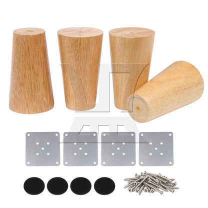 BQLZR Wooden Furniture Legs w/ Plates Screws for Sofa Table 100x60mm