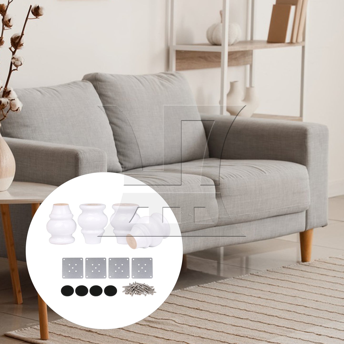 BQLZR  90x65x40mm White Wooden Gourd-shaped Home Furniture TV Cabinet Sofa Legs