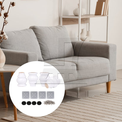 BQLZR  90x65x40mm White Wooden Gourd-shaped Home Furniture TV Cabinet Sofa Legs