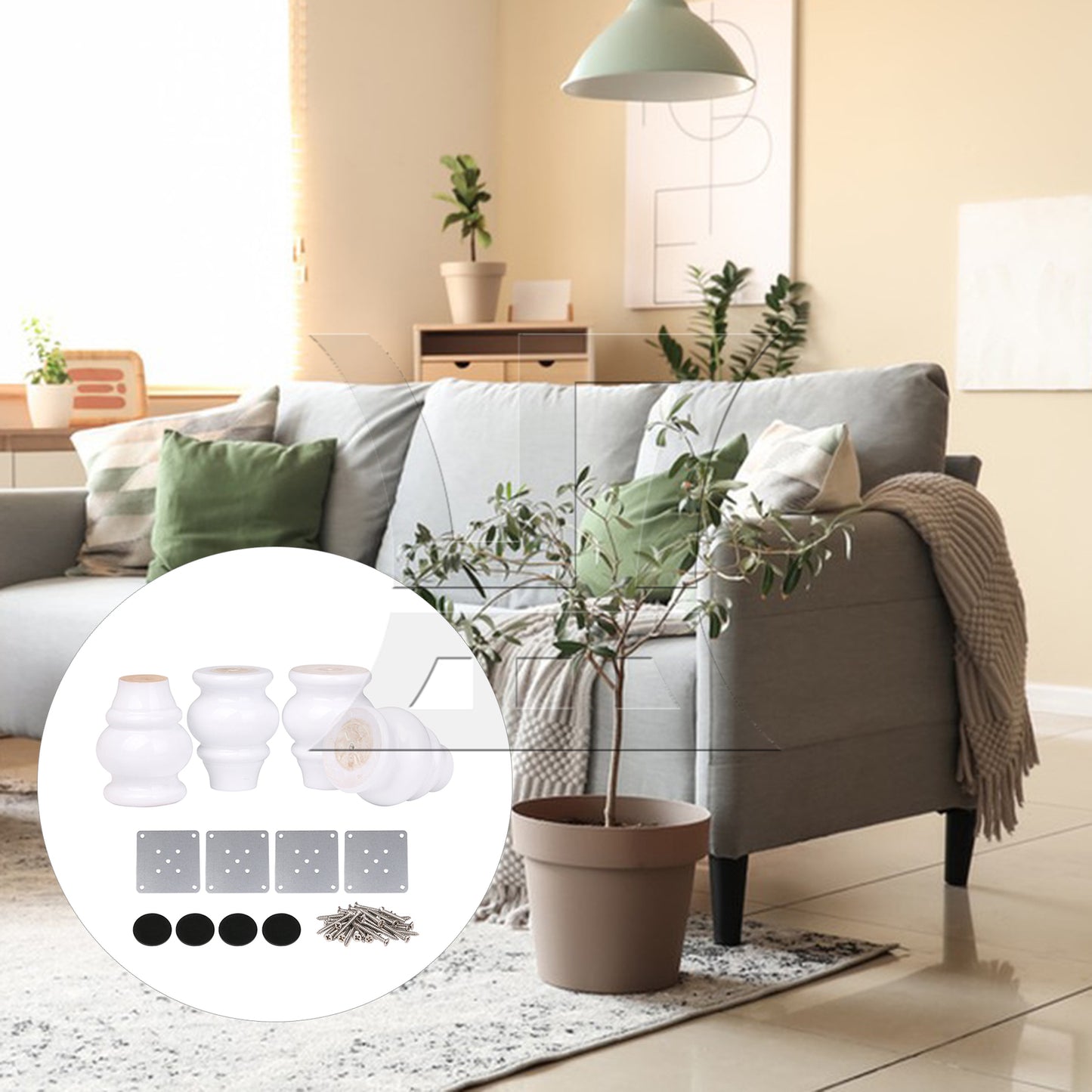 BQLZR  90x65x40mm White Wooden Gourd-shaped Home Furniture TV Cabinet Sofa Legs