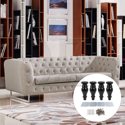 BQLZR  Black Wood Gourd-shaped Furniture TV Cabinet Sofa Legs 18x6.5x2.5cm