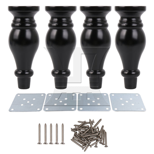 BQLZR  Black Wood Gourd-shaped Furniture TV Cabinet Sofa Legs 18x6.5x2.5cm