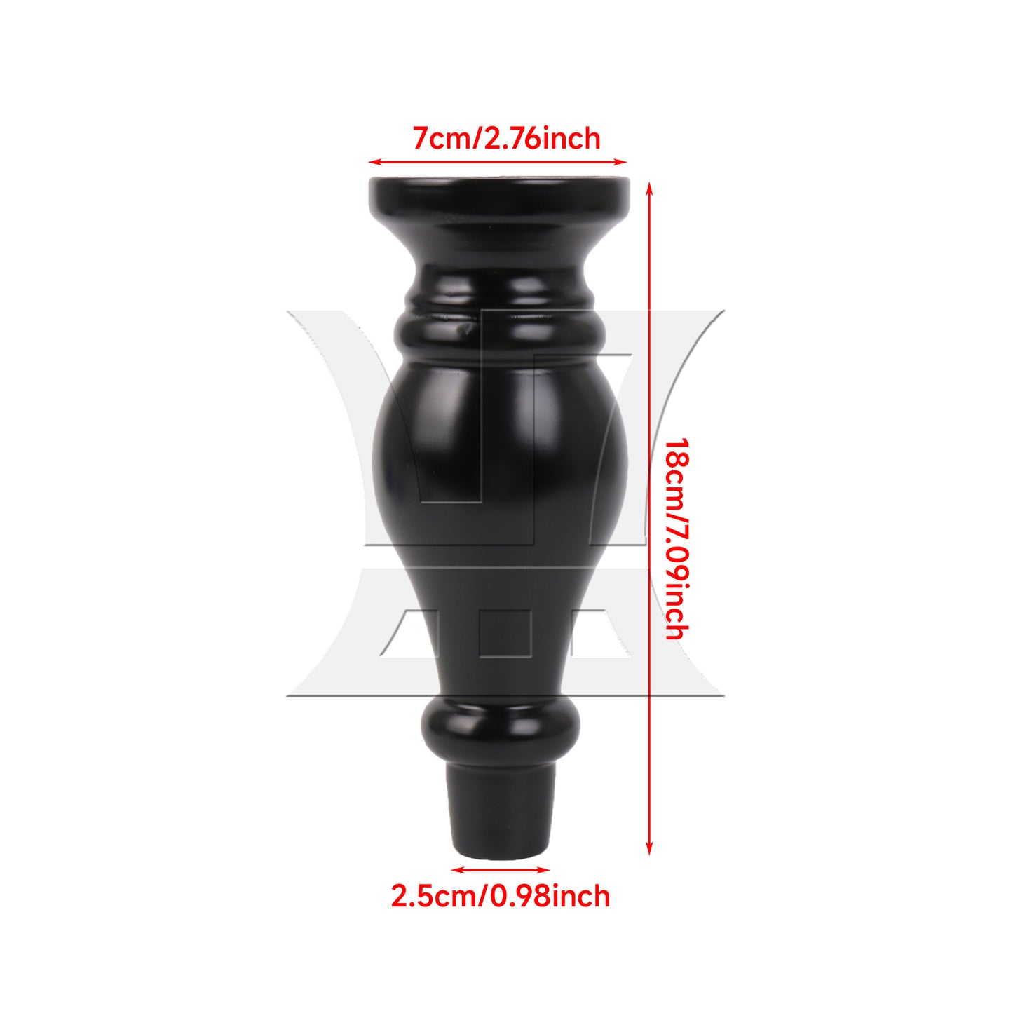 BQLZR  Black Wood Gourd-shaped Furniture TV Cabinet Sofa Legs 18x6.5x2.5cm
