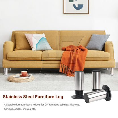 BQLZR 4Pcs 120x85mm Sofa Cabinet Stainless Steel Furniture Legs Feet Adjust to 135mm