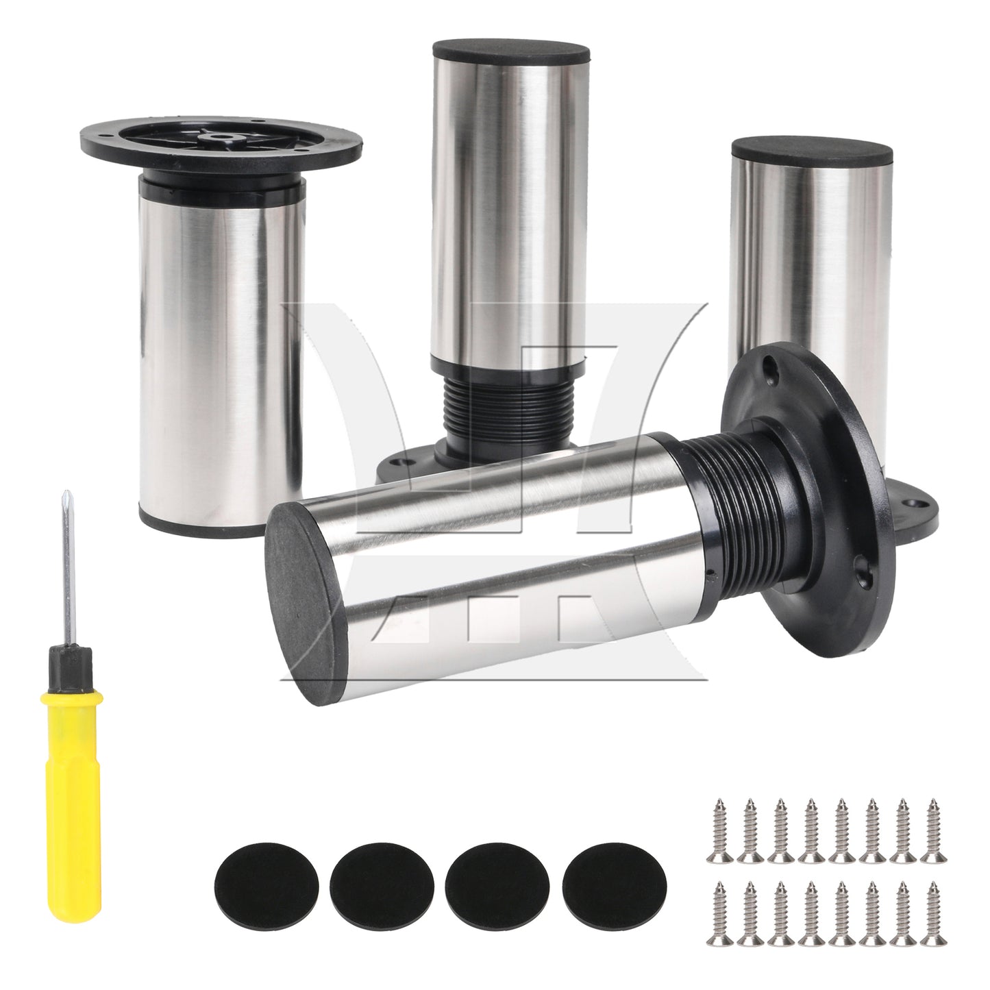 BQLZR 4Pcs 120x85mm Sofa Cabinet Stainless Steel Furniture Legs Feet Adjust to 135mm