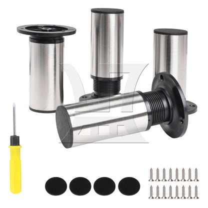 BQLZR 4Pcs 120x85mm Sofa Cabinet Stainless Steel Furniture Legs Feet Adjust to 135mm