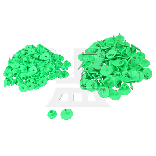BQLZR 100 x Animal Marker 1-100 Number Round Livestock Ear Tag for Green