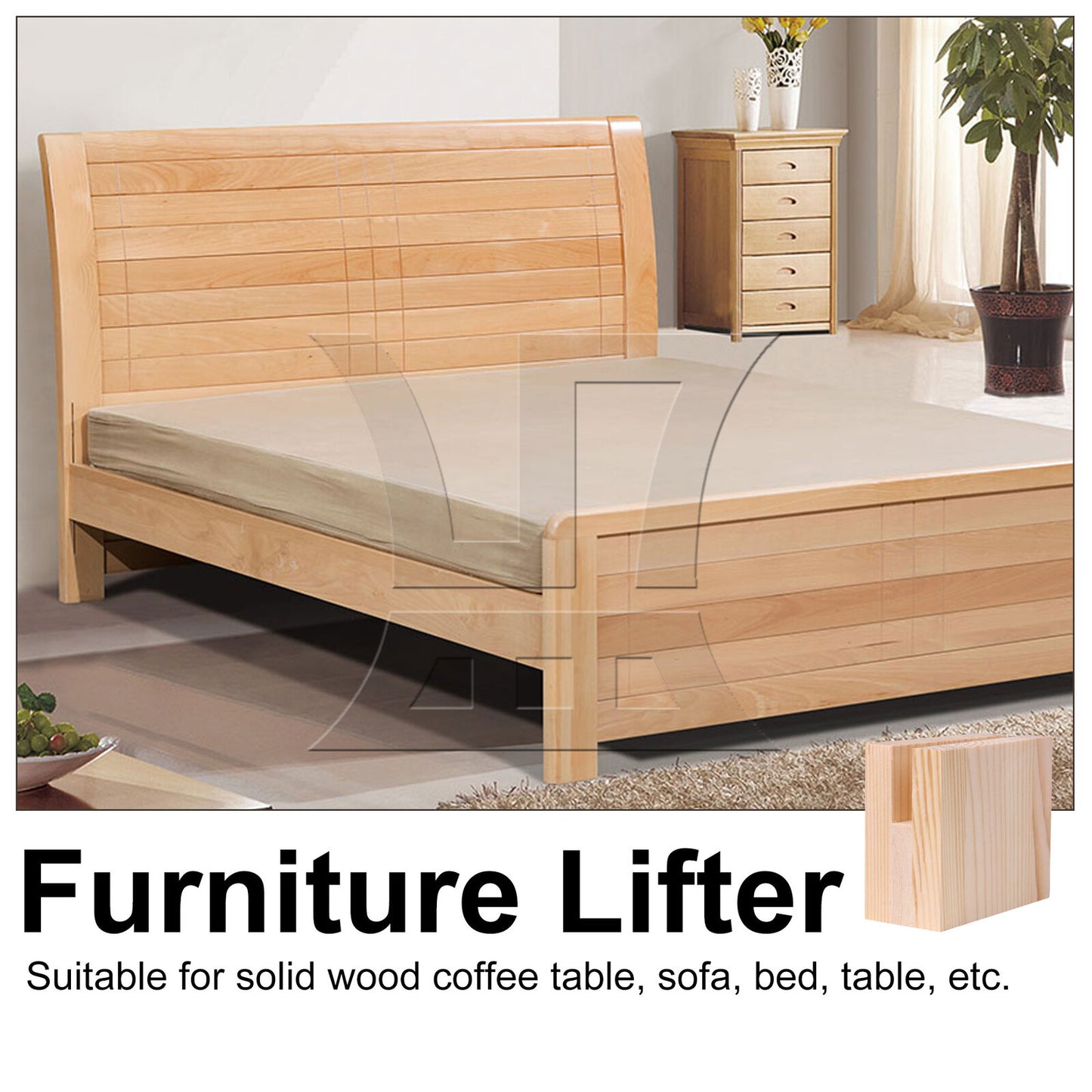 BQLZR 1.2x10CM Groove Wood Furniture Lifter Bed Sofa Table Risers Add 5cm