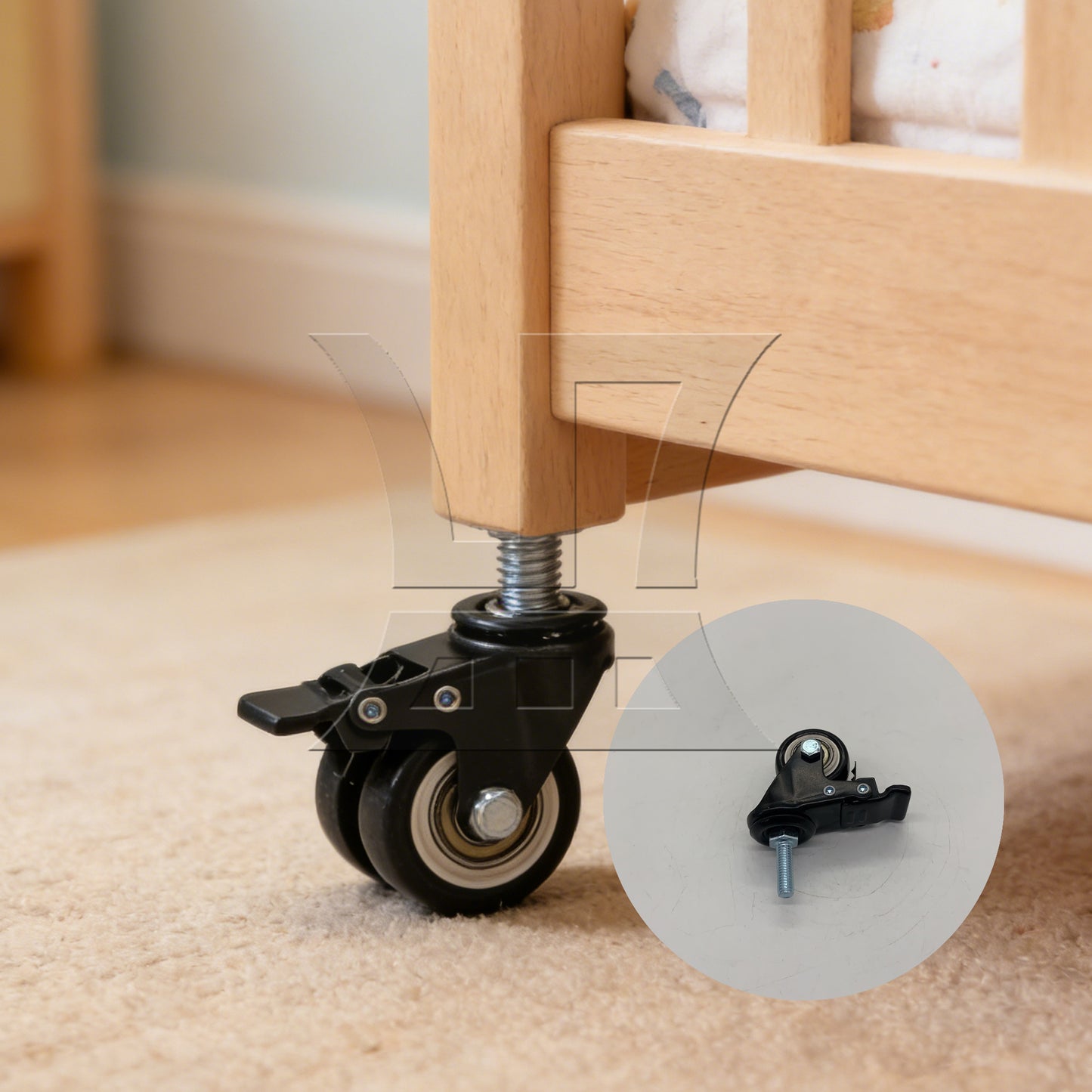 BQLZR 1.5" Plate Swivel Caster Wheels Brake M8 Thread Stem for Rack Shelf