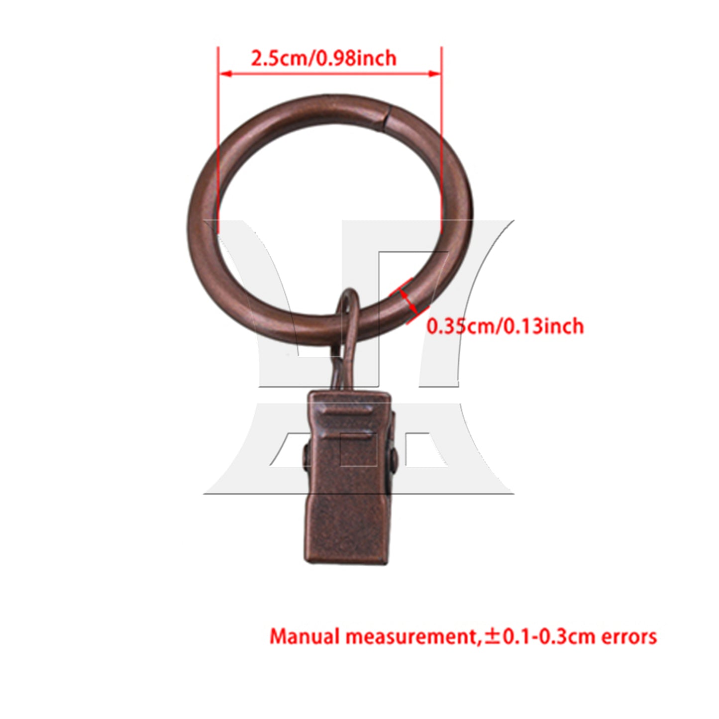 BQLZR 20PCS 25mm ID Red Curtain Rod Clips Rings Drapery Hook with Clip BQLZR