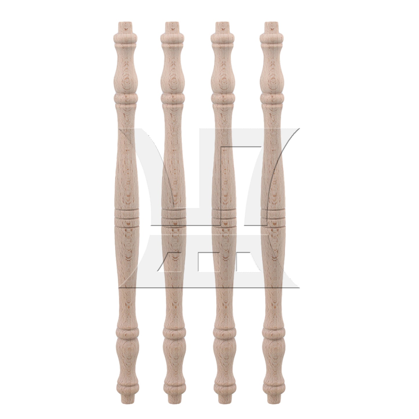 BQLZR 4 x Vintage Style Unfinished Wood Natural Cutout Wooden Spindle 27.5cm
