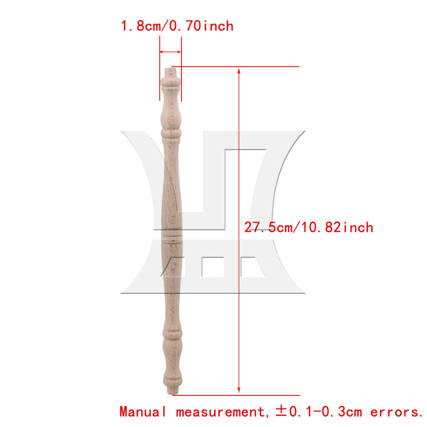 BQLZR 4 x Vintage Style Unfinished Wood Natural Cutout Wooden Spindle 27.5cm