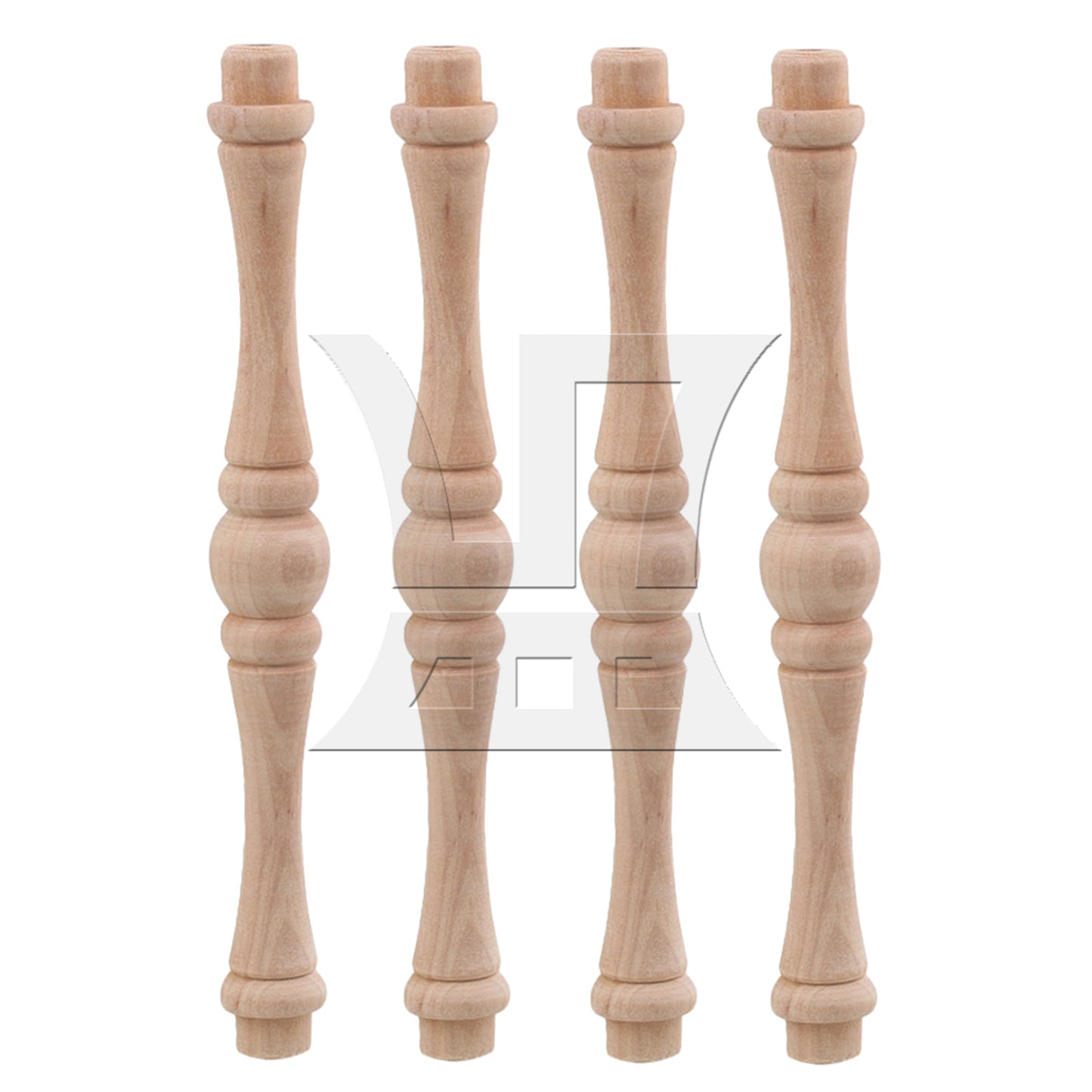 BQLZR 4 x Vintage Style Unfinished Wood Natural Cutout Wooden Spindle 15.5cm