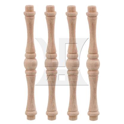 BQLZR 4 x Vintage Style Unfinished Wood Natural Cutout Wooden Spindle 15.5cm