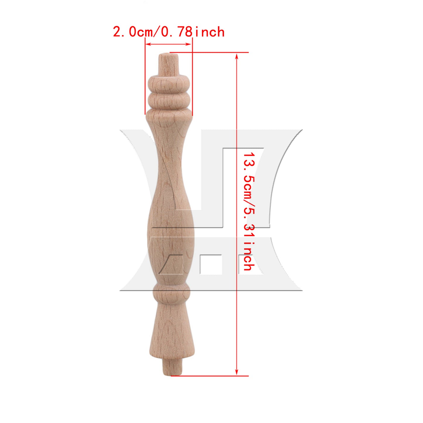 BQLZR  Vintage Style Unfinished Wood Natural Cutout Wooden Spindle 13.3cm