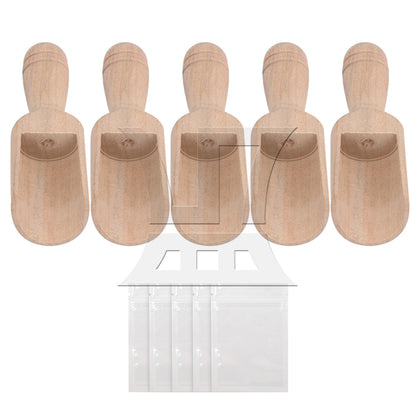 BQLZR  Unpainted Natural Wood Bath Salt Wooden Sugar Scoops Spoons 88x30mm