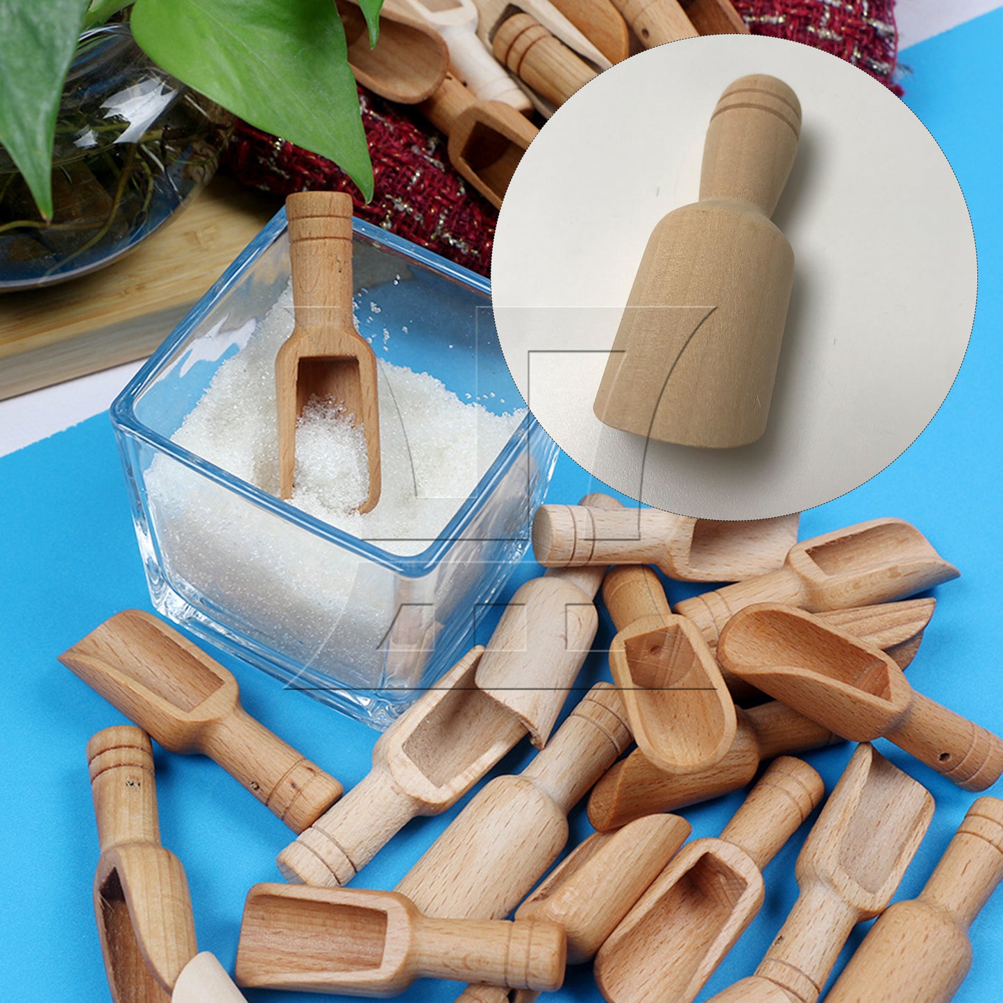 BQLZR  Unpainted Natural Wood Bath Salt Wooden Sugar Scoops Spoons 88x30mm