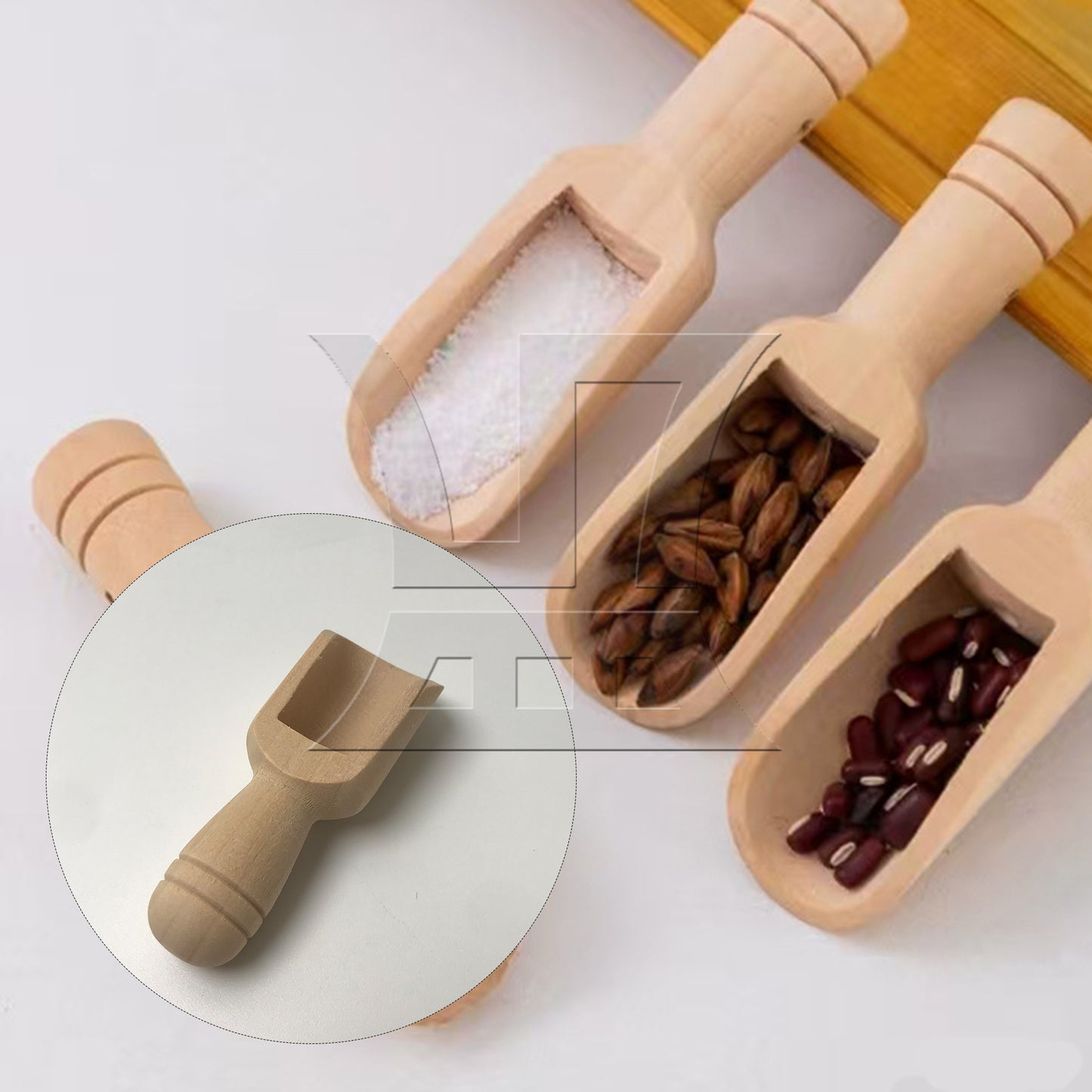 BQLZR  Unpainted Natural Wood Bath Salt Wooden Sugar Scoops Spoons 88x30mm