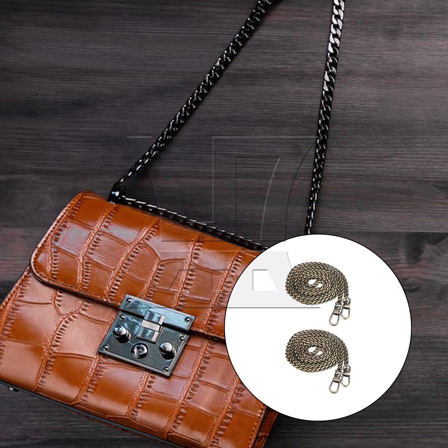 BQLZR 47.24Inch BQLZR DIY Iron Plating Bronze Shoulder CrossBody Handbag Chain Strap