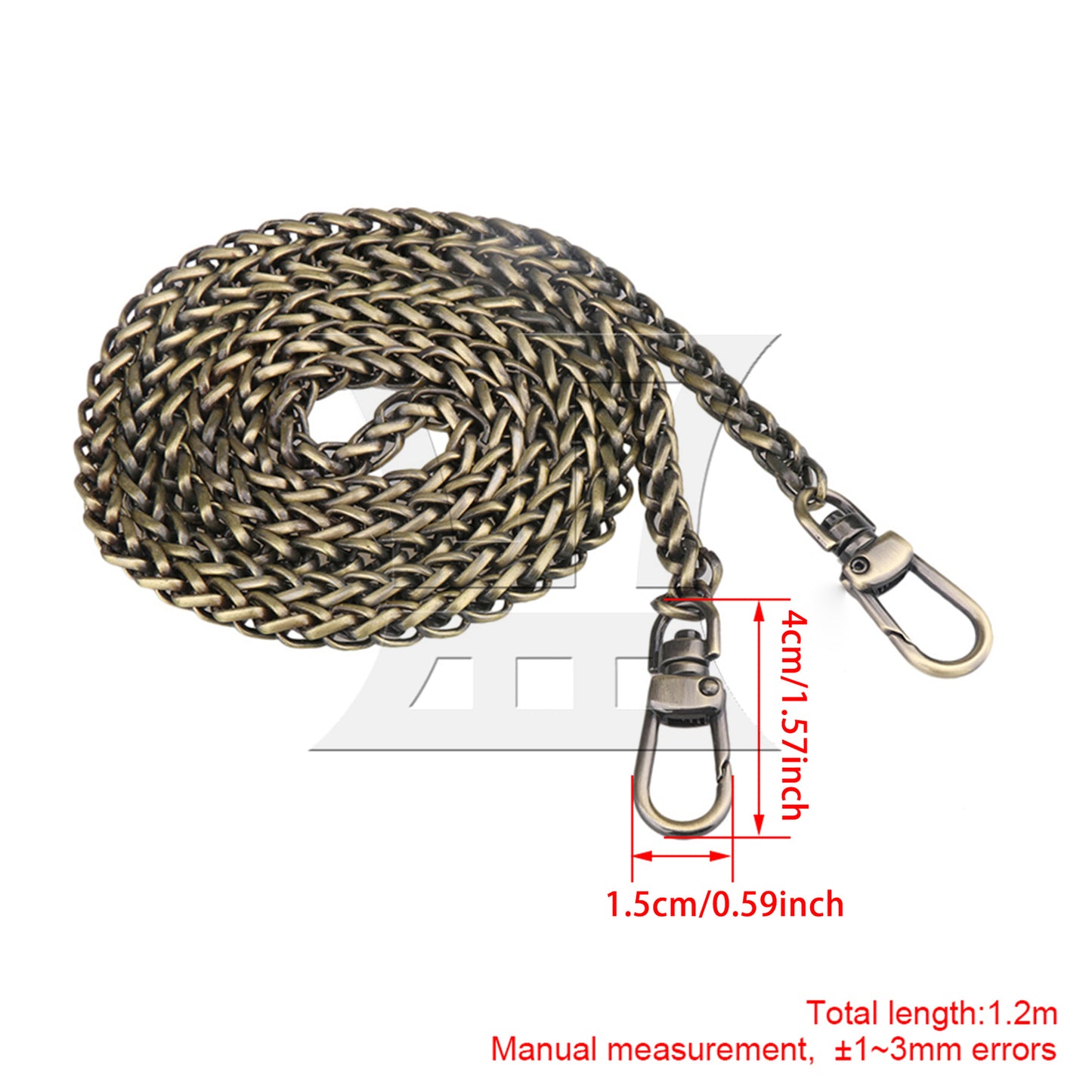 BQLZR 47.24Inch BQLZR DIY Iron Plating Bronze Shoulder CrossBody Handbag Chain Strap