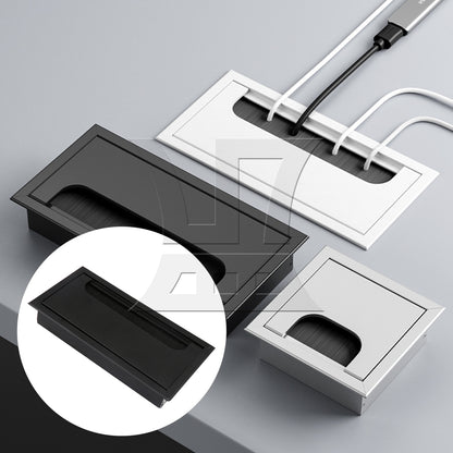 BQLZR Computer Desk Rectangle Wire Cable Grommet Hole Cover Black 16cm Length
