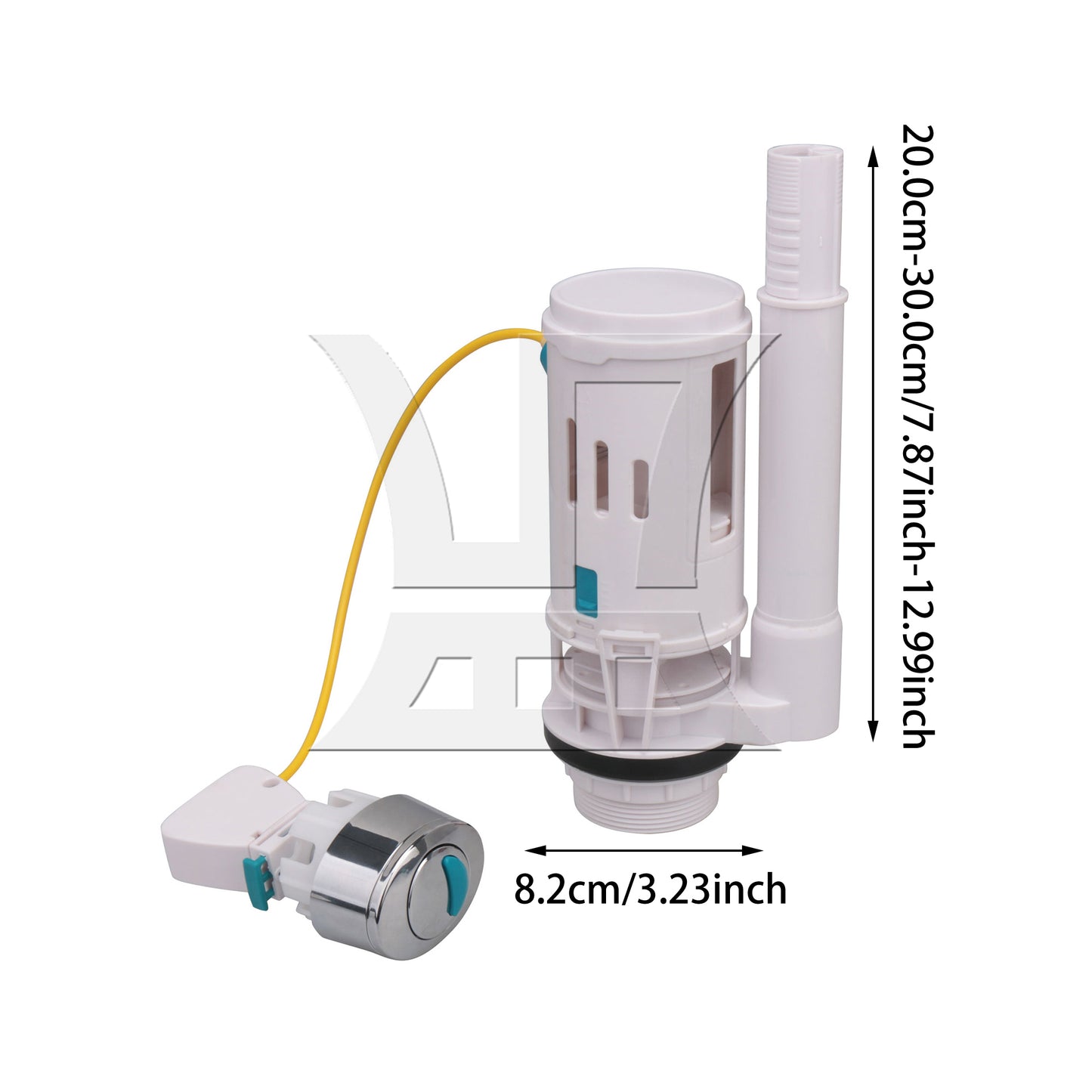 BQLZR Toilet Cistern Push Button Flush Valve for 2.36-2.95Inch Drainage