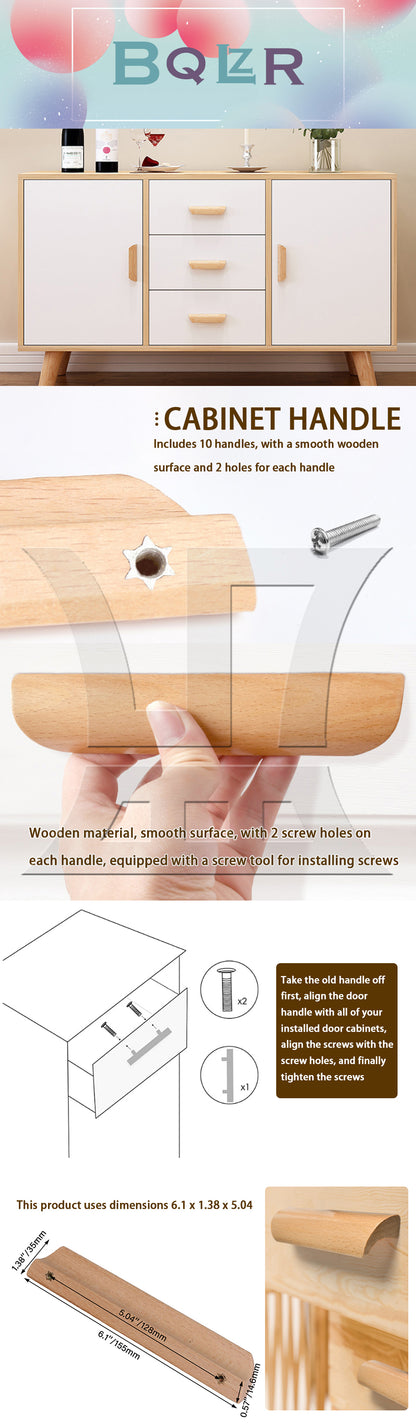 BQLZR 128mm Pitch Wooden Cabinet Hardware Handle Pull for Drawers