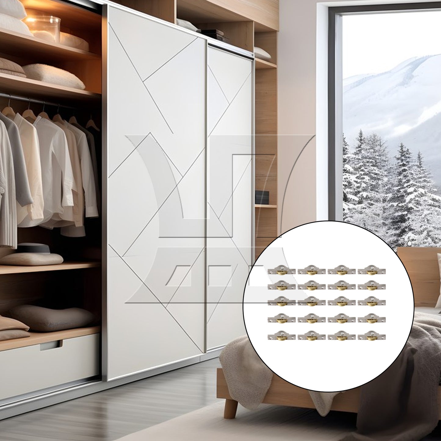 BQLZR 20xWardrobes Cabinet Door Copper Slotted Sliding Roller Wheel 20mm Dia