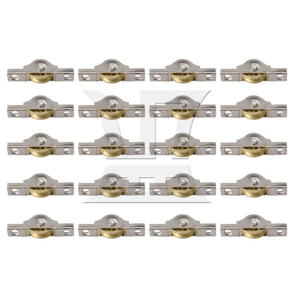 BQLZR 20xWardrobes Cabinet Door Copper Slotted Sliding Roller Wheel 20mm Dia