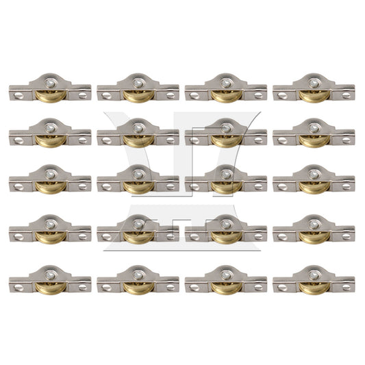 BQLZR 20xWardrobes Cabinet Door Copper Slotted Sliding Roller Wheel 20mm Dia