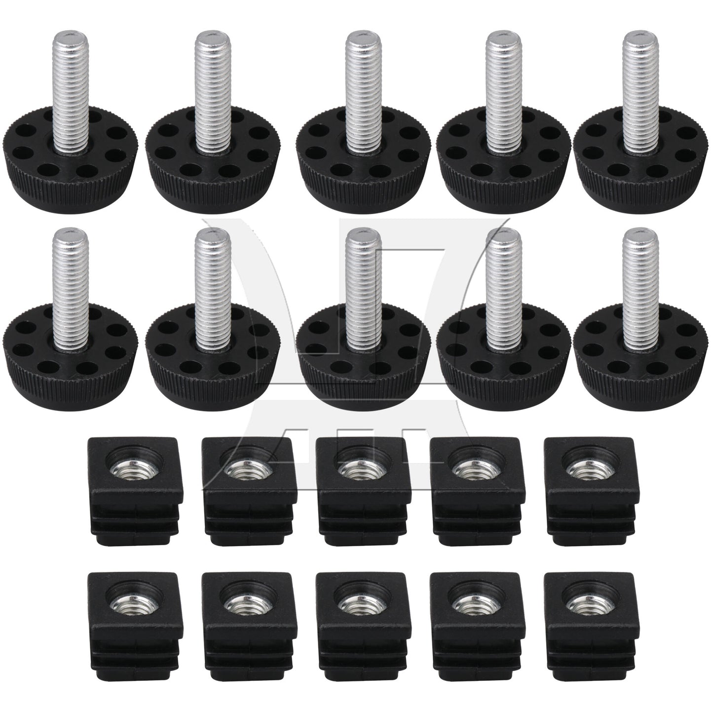 BQLZR M8 Female Thread 2x2cm Square Tube Insert End Cap With Adjust Feet BQLZR