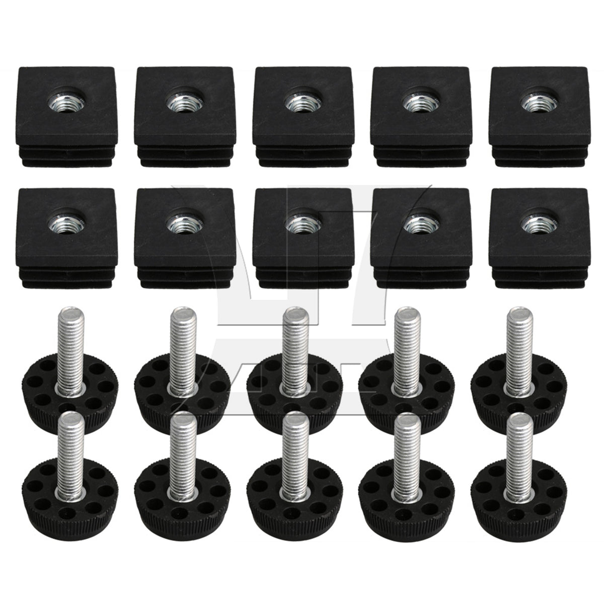 BQLZR M8 Female Thread 3x3cm Square Tube Insert End With Adjust Feet BQLZR