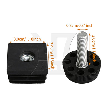 BQLZR M8 Female Thread 3x3cm Square Tube Insert End With Adjust Feet BQLZR