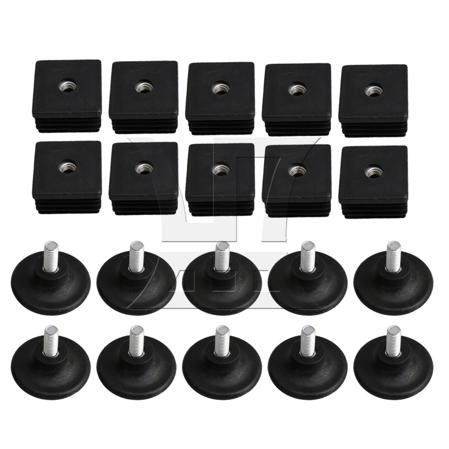 BQLZR M8 Female Thread 4x4cm Square Tube Insert End With Thread Feet BQLZR