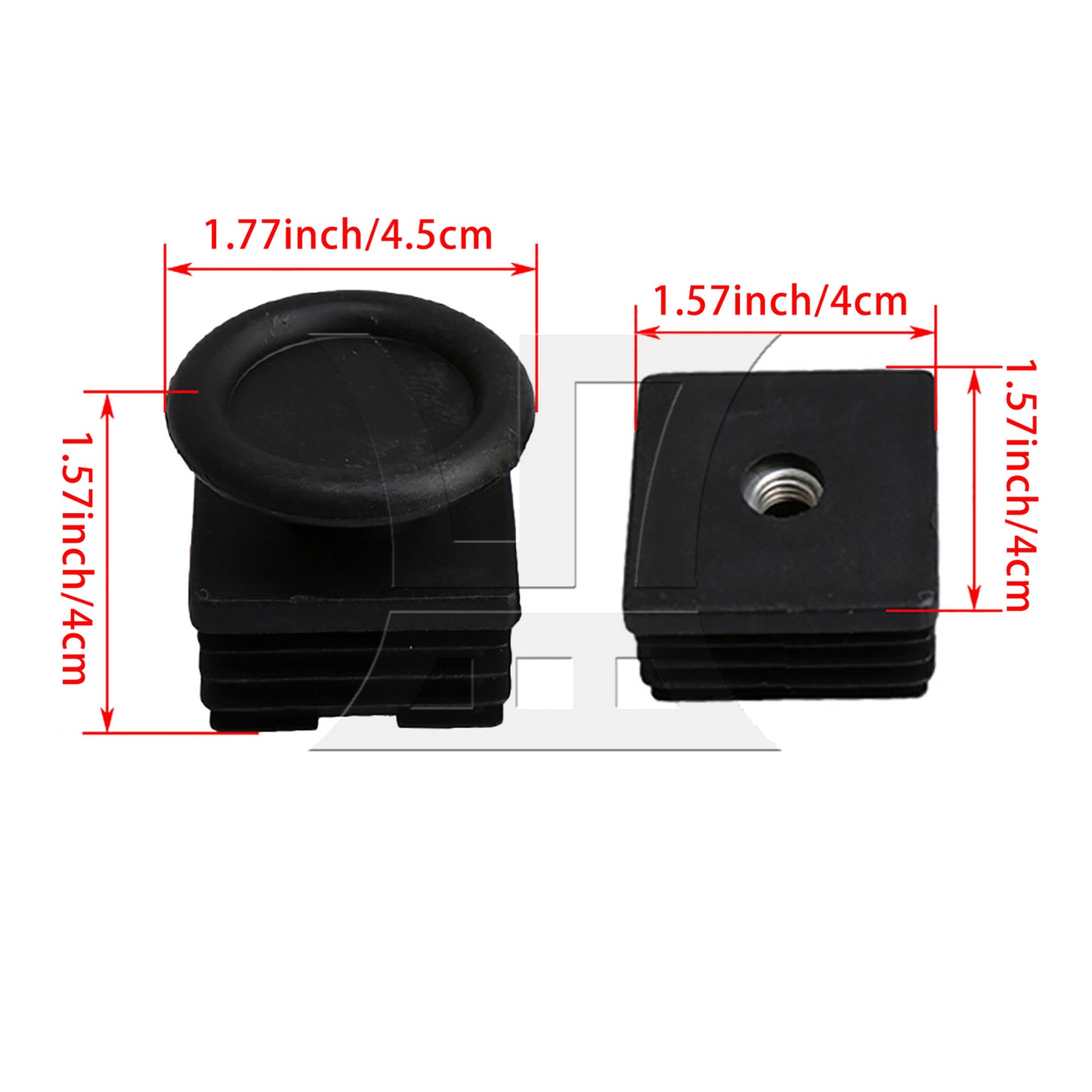 BQLZR M8 Female Thread 4x4cm Square Tube Insert End With Thread Feet BQLZR