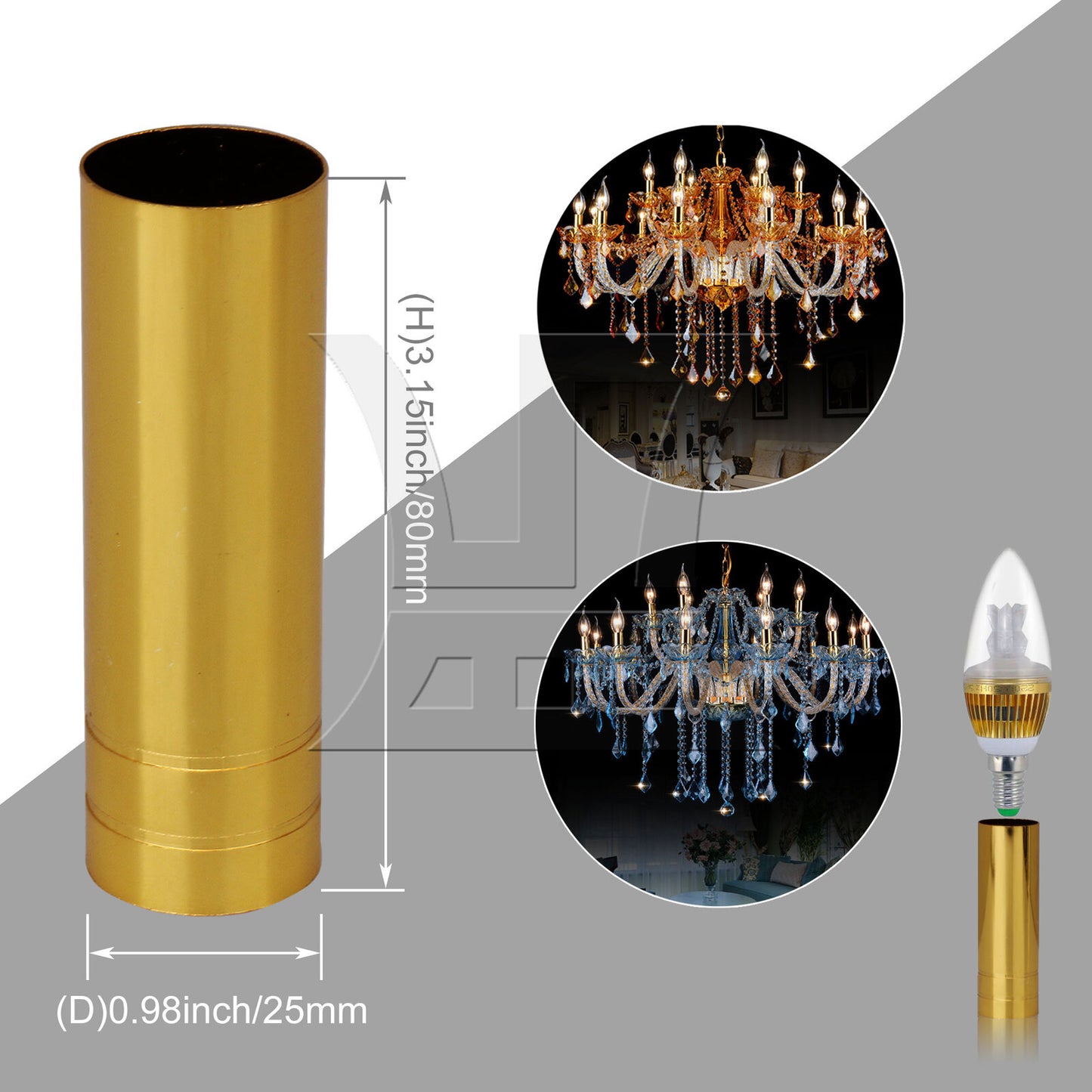 BQLZR  8CM High Gold Chandelier Socket Cover Candelabra Base E14