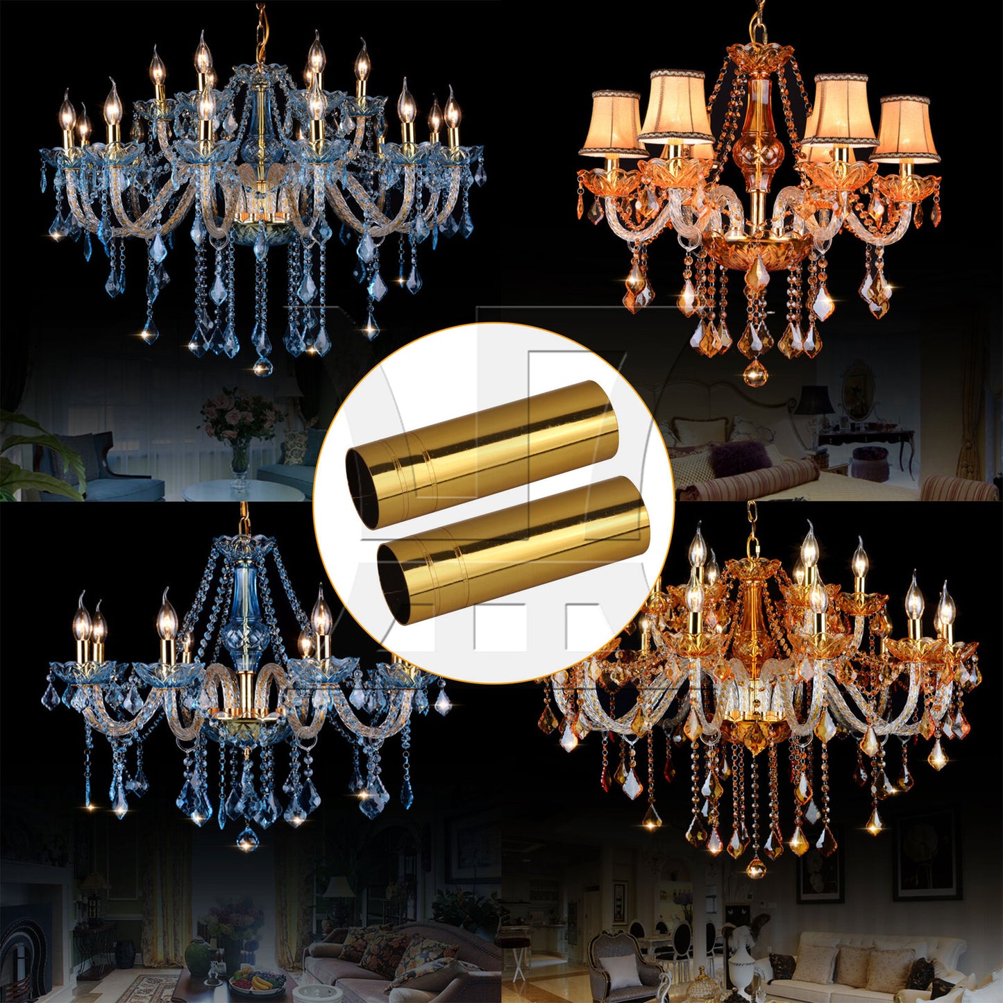 BQLZR  8CM High Gold Chandelier Socket Cover Candelabra Base E14