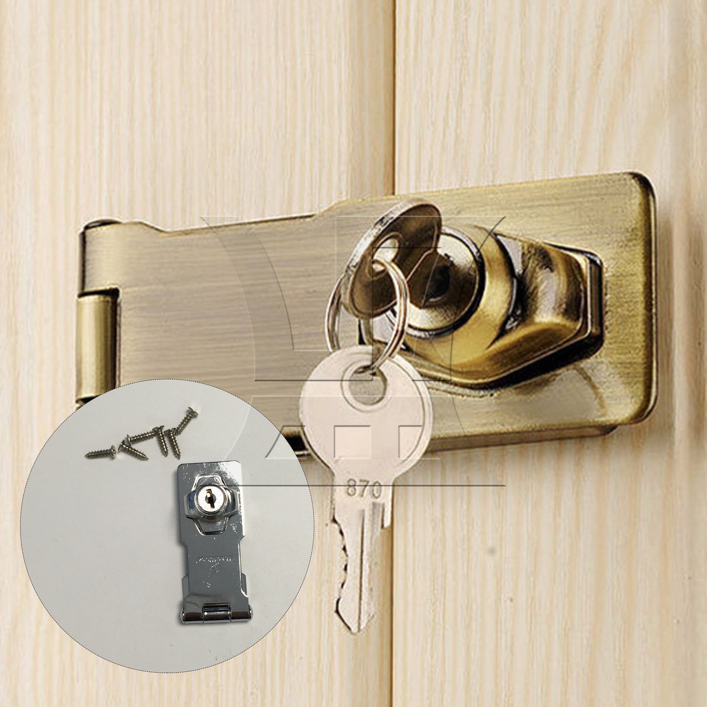 BQLZR 3" Security Hasp Staple Keyed Lock w/Alike Key for Home Hardware