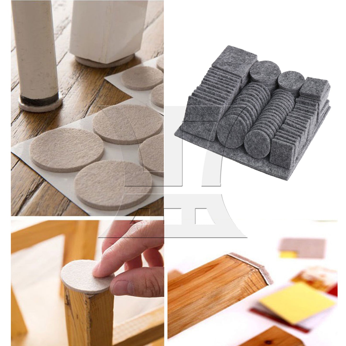 BQLZR 98pcs Grey Round Square Furniture Pads Floor Scratch Protections Self Stick