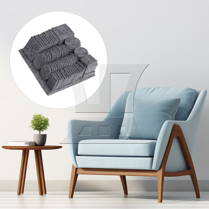 BQLZR 98pcs Grey Round Square Furniture Pads Floor Scratch Protections Self Stick