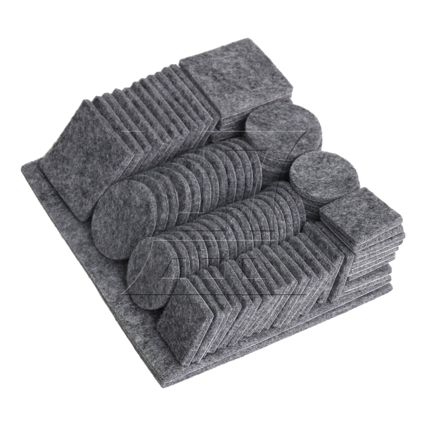 BQLZR 98pcs Grey Round Square Furniture Pads Floor Scratch Protections Self Stick