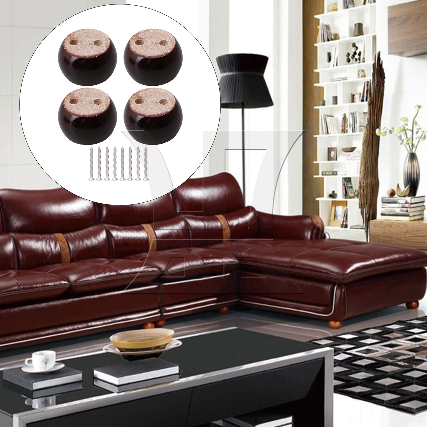 BQLZR Red Brown Eucalyptus-Wood Furniture Feet 100kg Bearing Weight Lifter 8x5cm