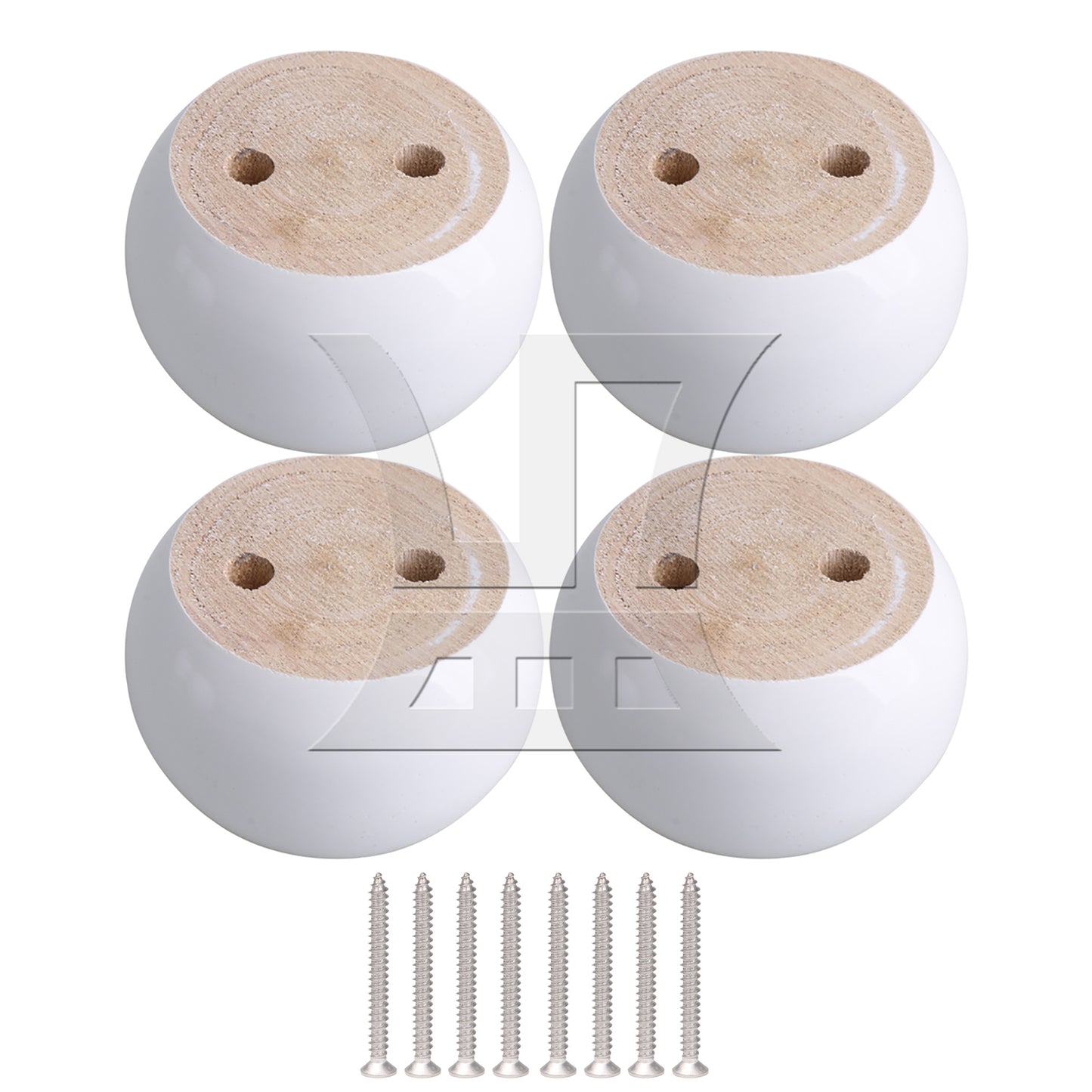 BQLZR White Eucalyptus-Wood Round Furniture Legs Feet 100kg Bearing Lifter 8x5cm