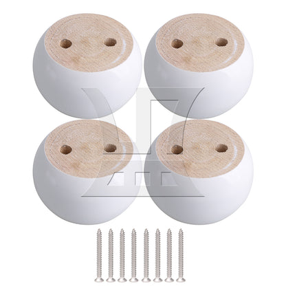 BQLZR White Eucalyptus-Wood Round Furniture Legs Feet 100kg Bearing Lifter 8x5cm