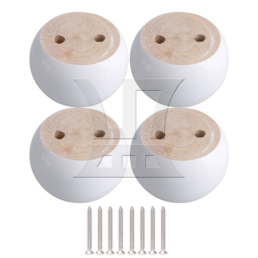 BQLZR White Eucalyptus-Wood Round Furniture Legs Feet 100kg Bearing Lifter 8x5cm
