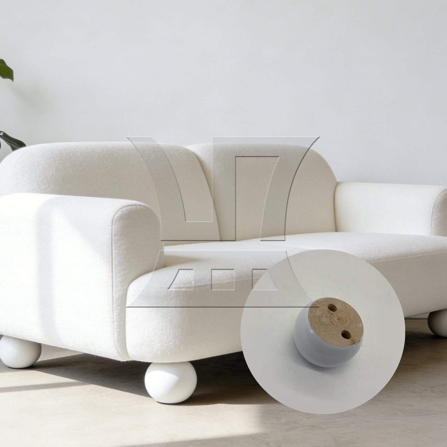 BQLZR White Eucalyptus-Wood Round Furniture Legs Feet 100kg Bearing Lifter 8x5cm