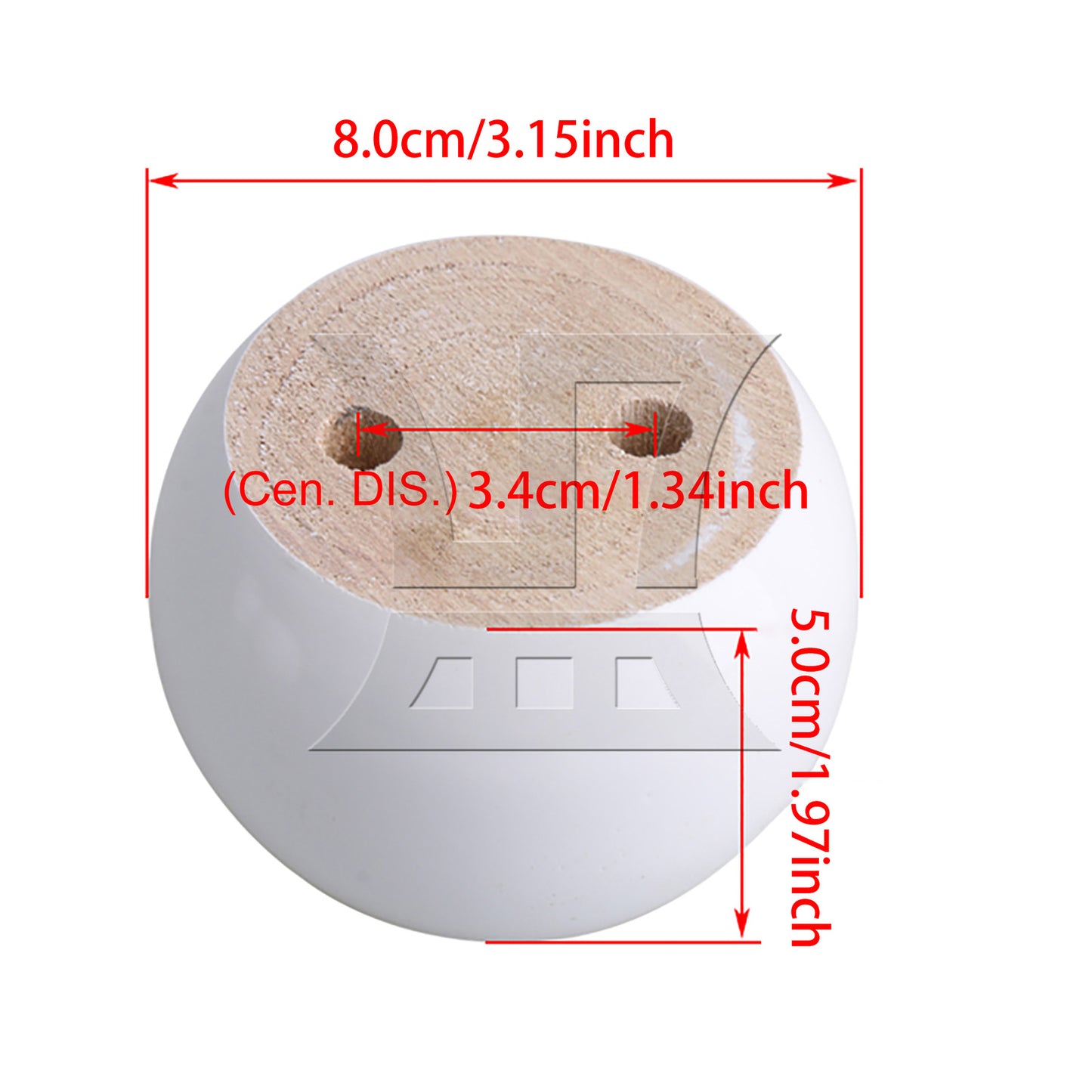 BQLZR White Eucalyptus-Wood Round Furniture Legs Feet 100kg Bearing Lifter 8x5cm