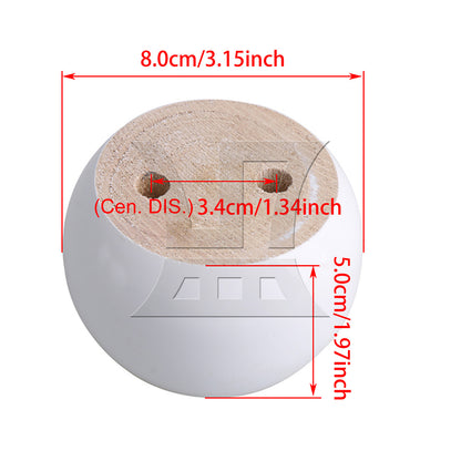 BQLZR White Eucalyptus-Wood Round Furniture Legs Feet 100kg Bearing Lifter 8x5cm